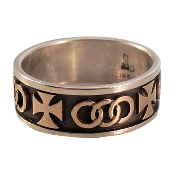 James Avery Retired Sterling 14k Maltese Cross Unity Circles Band Ring - Picture 5 of 8